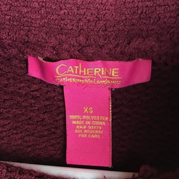 Catherine Malandrino Chenille Sweater Burgundy Cowl Neck, Size XS - Picture 4 of 6